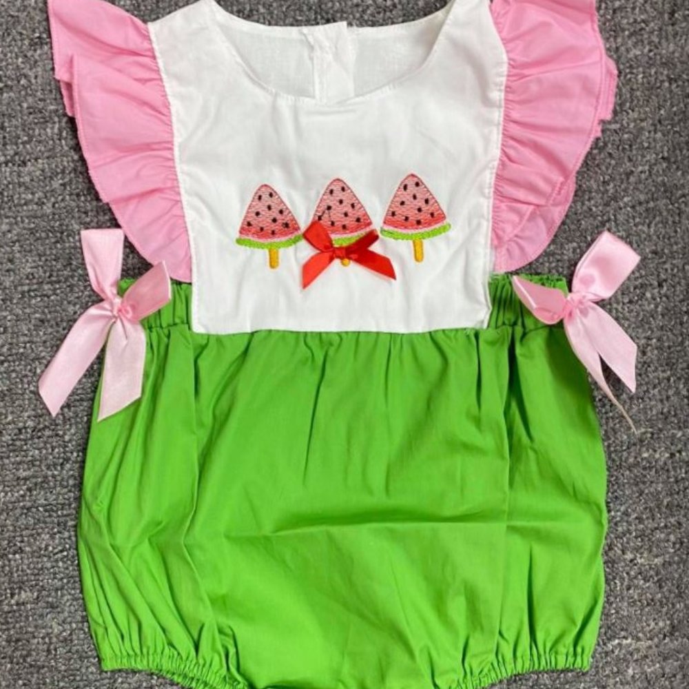 EMBROIDERED WATERMELON ROMPER - NEW